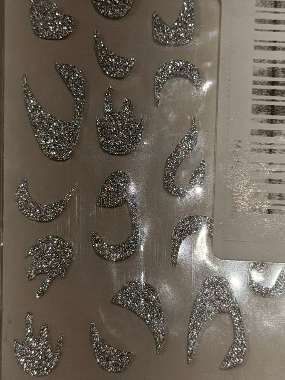 Silver Glitter Leopard Print Nail Stickers Y2K Glam Nail Art Decals